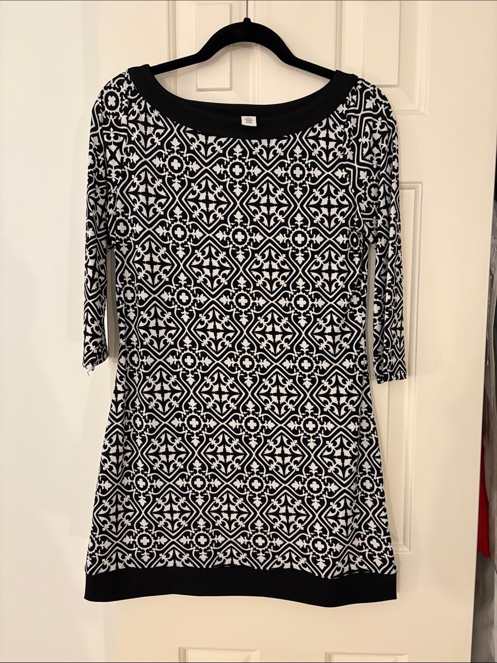 White House Black Market Black and White Patterned Mini Dress